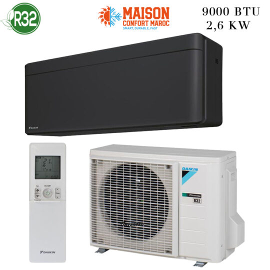 Climatiseur DAIKIN 9000 Btu Inverter Black – Refroidissement efficace et design élégant pour votre intérieur au Maroc.