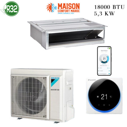 Climatiseur DAIKIN Gainable 18000 BTU Inverter – Refroidissement performant et écoénergétique, installation professionnelle au Maroc.