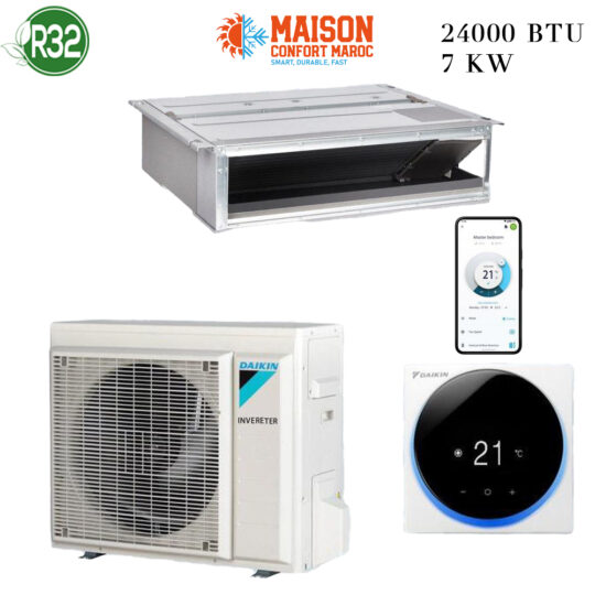 Climatiseur DAIKIN Gainable 24000 BTU Inverter 7 kW – Refroidissement puissant et économique, installation professionnelle au Maroc.
