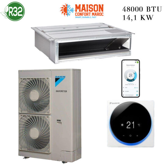 Climatiseur DAIKIN Gainable 48000 BTU Inverter 14,1 kW – Refroidissement puissant et économique, installation professionnelle au Maroc