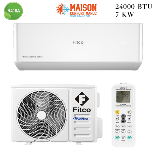Climatiseur Fitco 24000 Btu Inverter – Refroidissement rapide et économies d'énergie au Maroc.