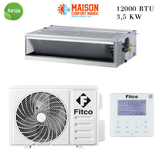 Climatiseur Gainable Fitco 12000 BTU 3.5 kW – Refroidissement efficace, installation discrète et écoénergétique pour les petits espaces