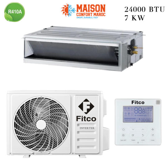 Climatiseur Gainable Fitco 24000 BTU Inverter 7 kW – Refroidissement puissant et économique, installation professionnelle au Maroc
