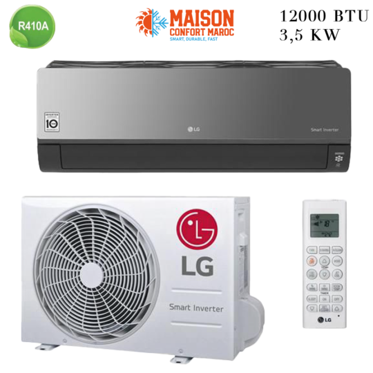 Climatiseur LG 12000 Btu Inverter Artcool – Confort optimal, design élégant, et économie d'énergie au Maroc.