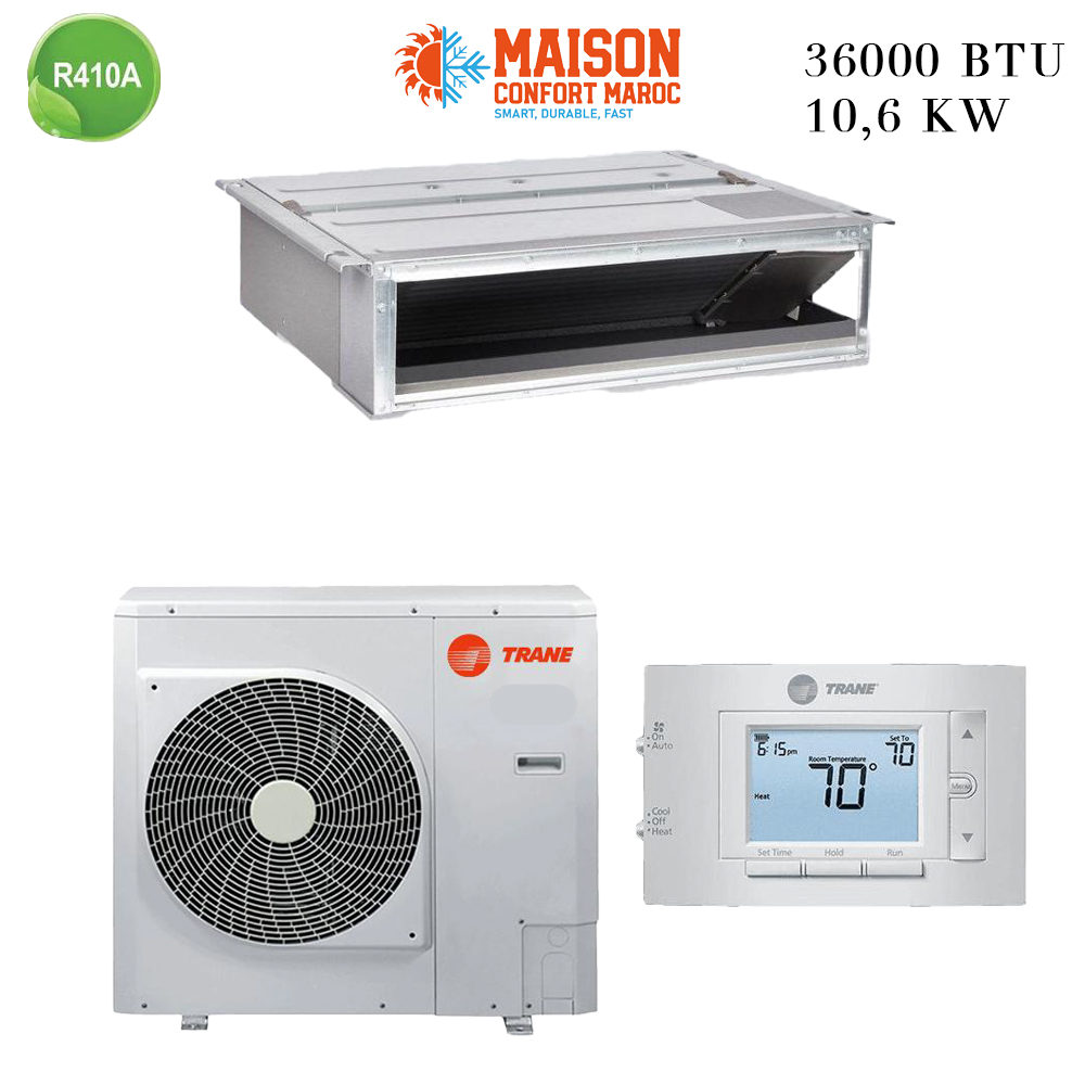 Climatiseur TRANE Gainable 36000 BTU On/Off – Refroidissement puissant et installation discrète.