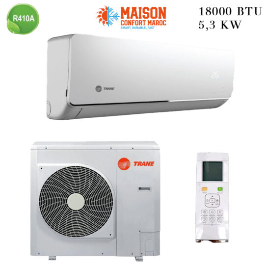 Climatiseur Trane 18000 BTU R410 – Performance et économie, livraison gratuite au Maroc.