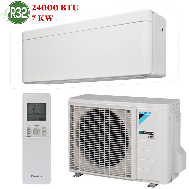 Climatiseur DAIKIN 24000 BTU Inverter moderne installé dans un salon élégant au Maroc avec technologie économique et design moderne.