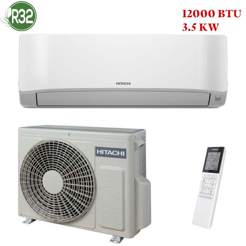 Climatiseur Hitachi Inverter 12000 BTU blanc mural moderne installé dans un salon au Maroc avec refroidissement rapide et économie d’énergie.