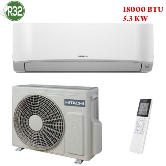 Climatiseur Hitachi Inverter 18000 BTU blanc moderne installé dans un salon au Maroc