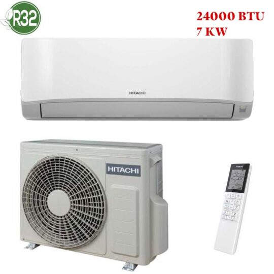 Climatiseur Hitachi Inverter 24000 BTU mural blanc moderne installé dans un salon au Maroc