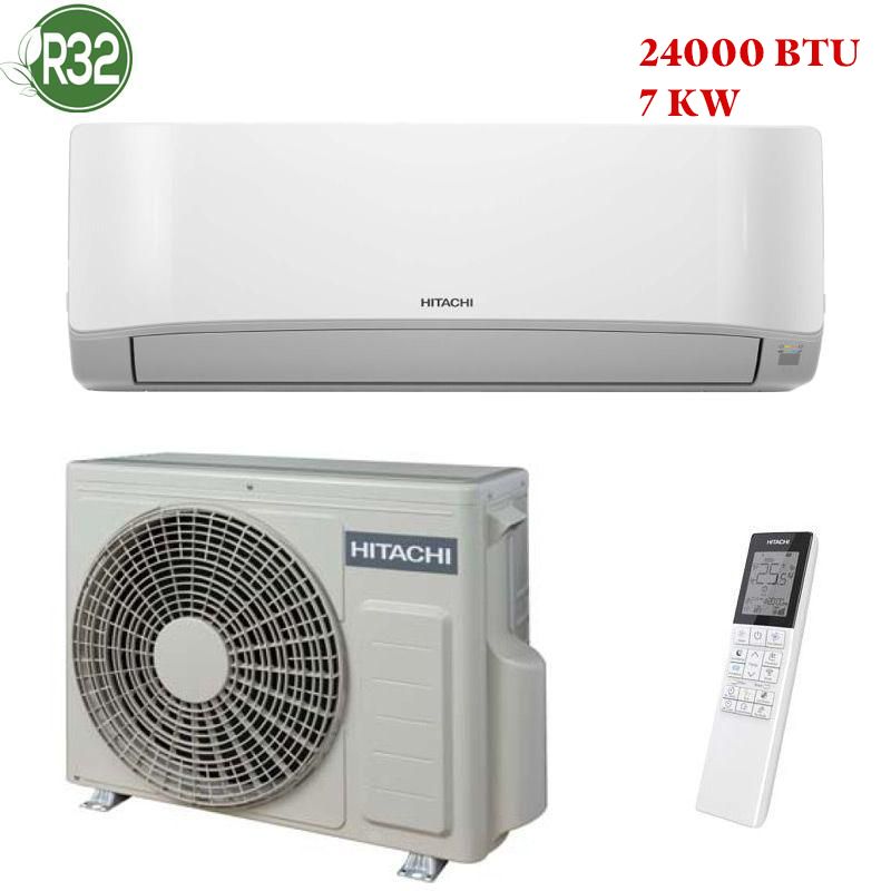 Climatiseur Hitachi Inverter 24000 BTU mural blanc moderne installé dans un salon au Maroc