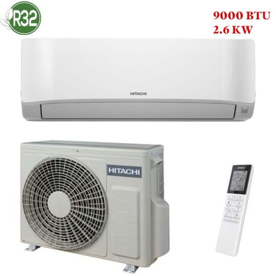 Climatiseur Hitachi Inverter 9000 BTU blanc moderne installé dans un salon moderne au Maroc