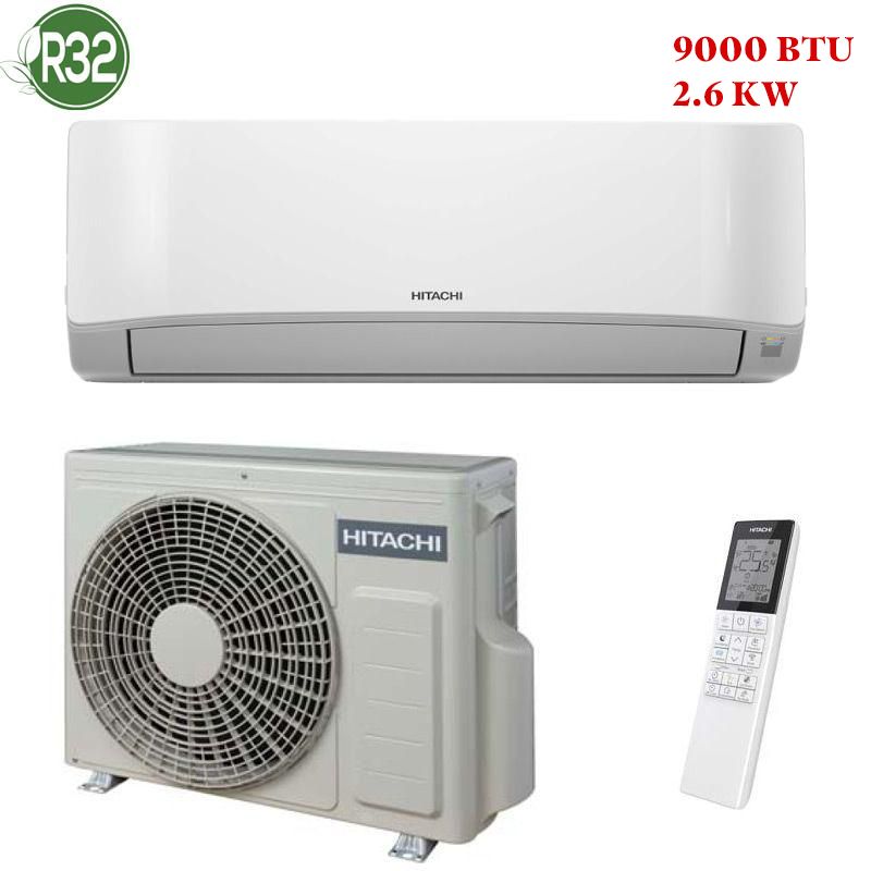 Climatiseur Hitachi Inverter 9000 BTU blanc moderne installé dans un salon moderne au Maroc