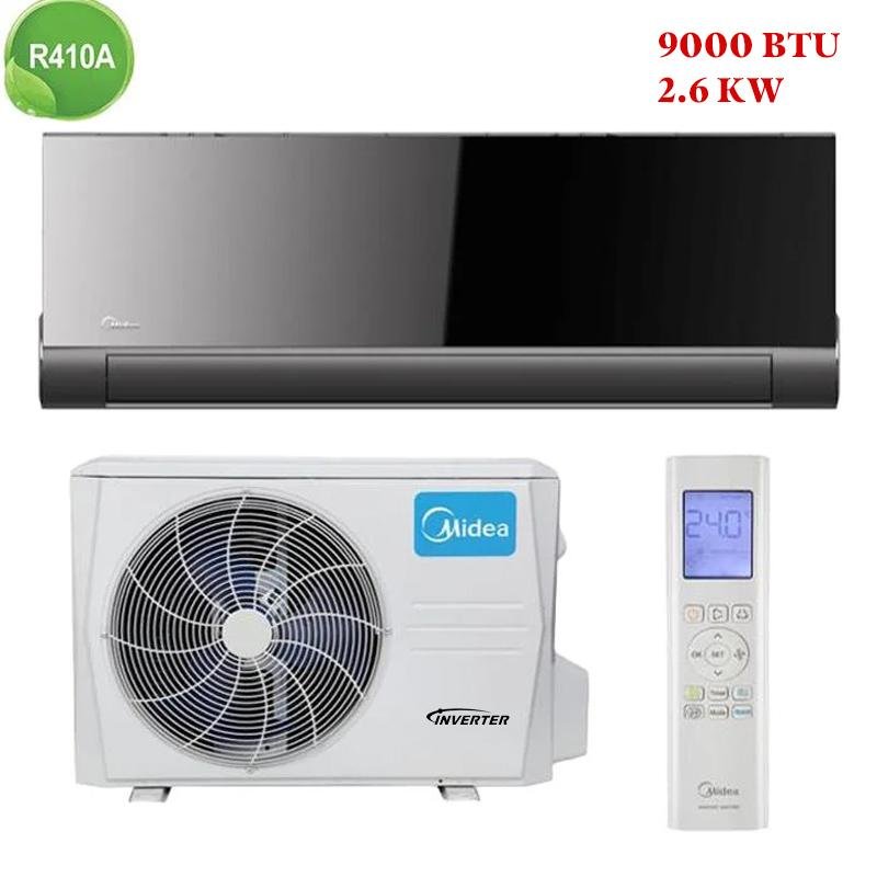Climatiseur Midea 9000 BTU Inverter Black au Maroc avec livraison gratuite et installation en option.