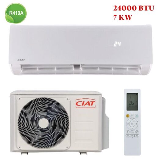 Climatiseur Split Mural CIAT 24000 BTU R410 moderne installé dans une maison au Maroc avec design élégant et performance élevée.