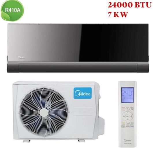 Climatiseur Split Mural Midea 24000 BTU Black Mirror noir brillant avec livraison gratuite et garantie au Maroc.
